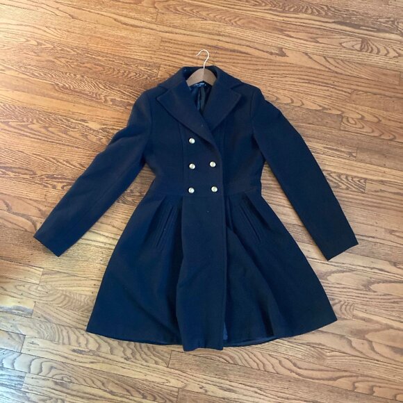 Women's Black Pea Coat Medium Rinascimento brand made in Italy - Picture 1 of 6